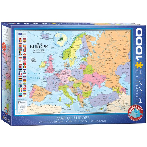 Mapa Europy, 1000el.(Smart Cut Technology) - Sklep Art Puzzle